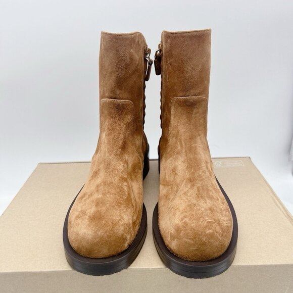 Stuart Weitzman 5050 Bold Zip Bootie Ankle Boots Brown Suede US 6 - Made SPAIN - Picture 5 of 12